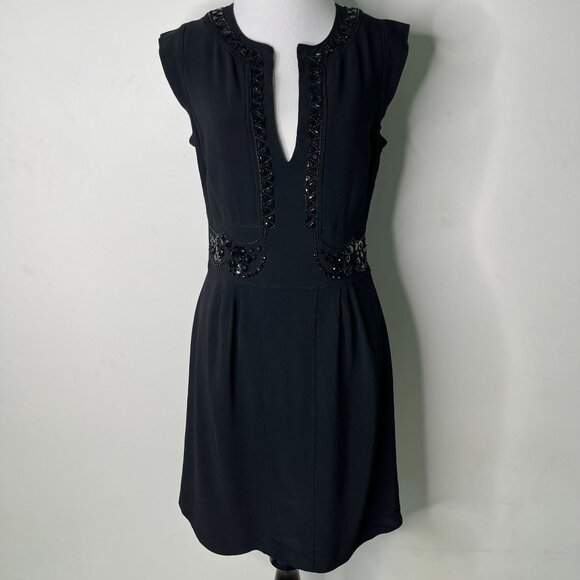 Blumarine Women's Black 100% Silk Sleeveless V-Neck Mini Dress Size 44 IT / 8 US - Picture 1 of 14